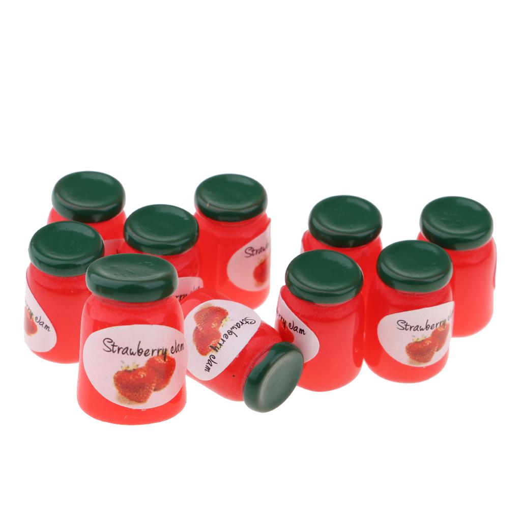 1/12 Dollhouse Miniature Strawberry Jam Bottles Food Toy Kitchen Accessories
