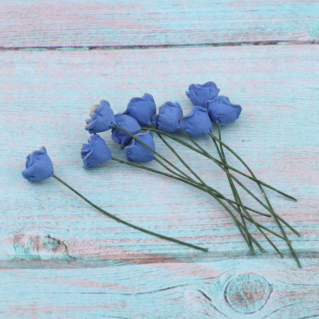 10pcs 1/12 Dollhouse Miniature Garden Blue Enchantress Flower Room Decor