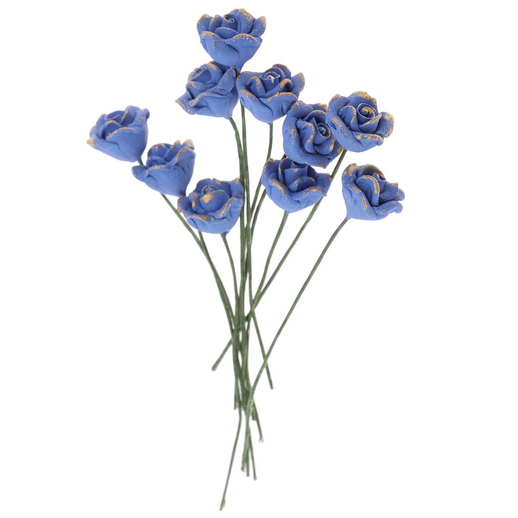 10pcs 1/12 Dollhouse Miniature Garden Blue Enchantress Flower Room Decor