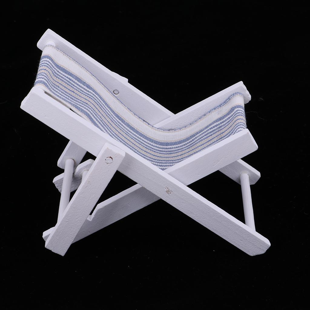 1/6 Striped Mini Lounge Chair Foldable Chair Furniture for Dollhouse Decor