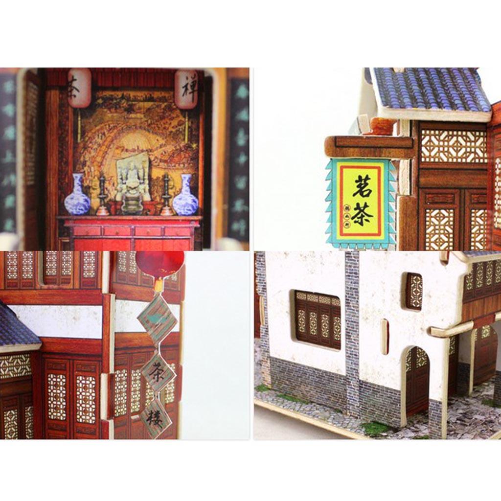 1/24 DIY Miniature Kits 3D Dollhouse with Furniture Chinese Tea House Gift