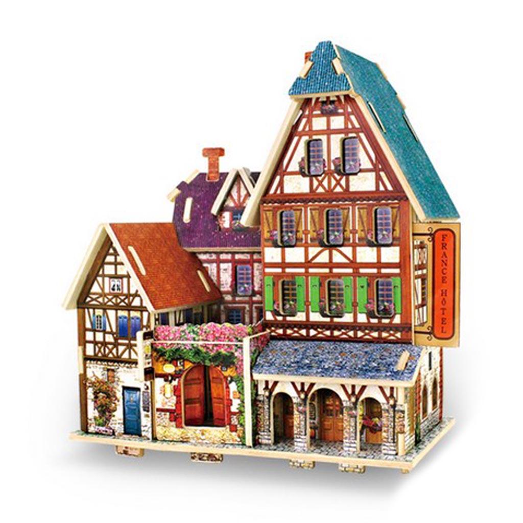1:24 DIY Miniature Dolls House Furniture Kit Kids X-mas Gifts -France Hotel