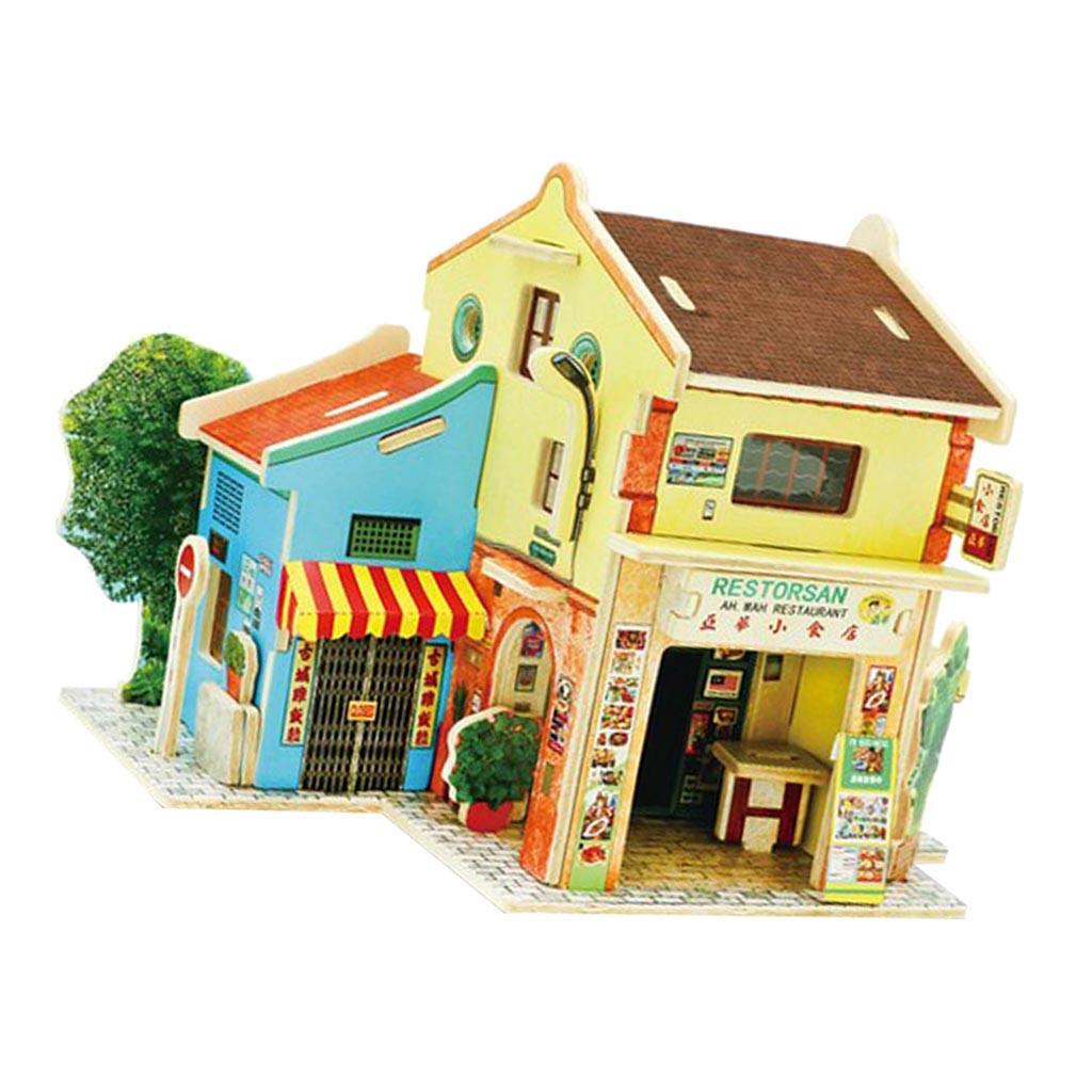 3D Jigsaw Wood Miniature 1/24 DIY Doll House Kit Model Chinatown in Malaysia