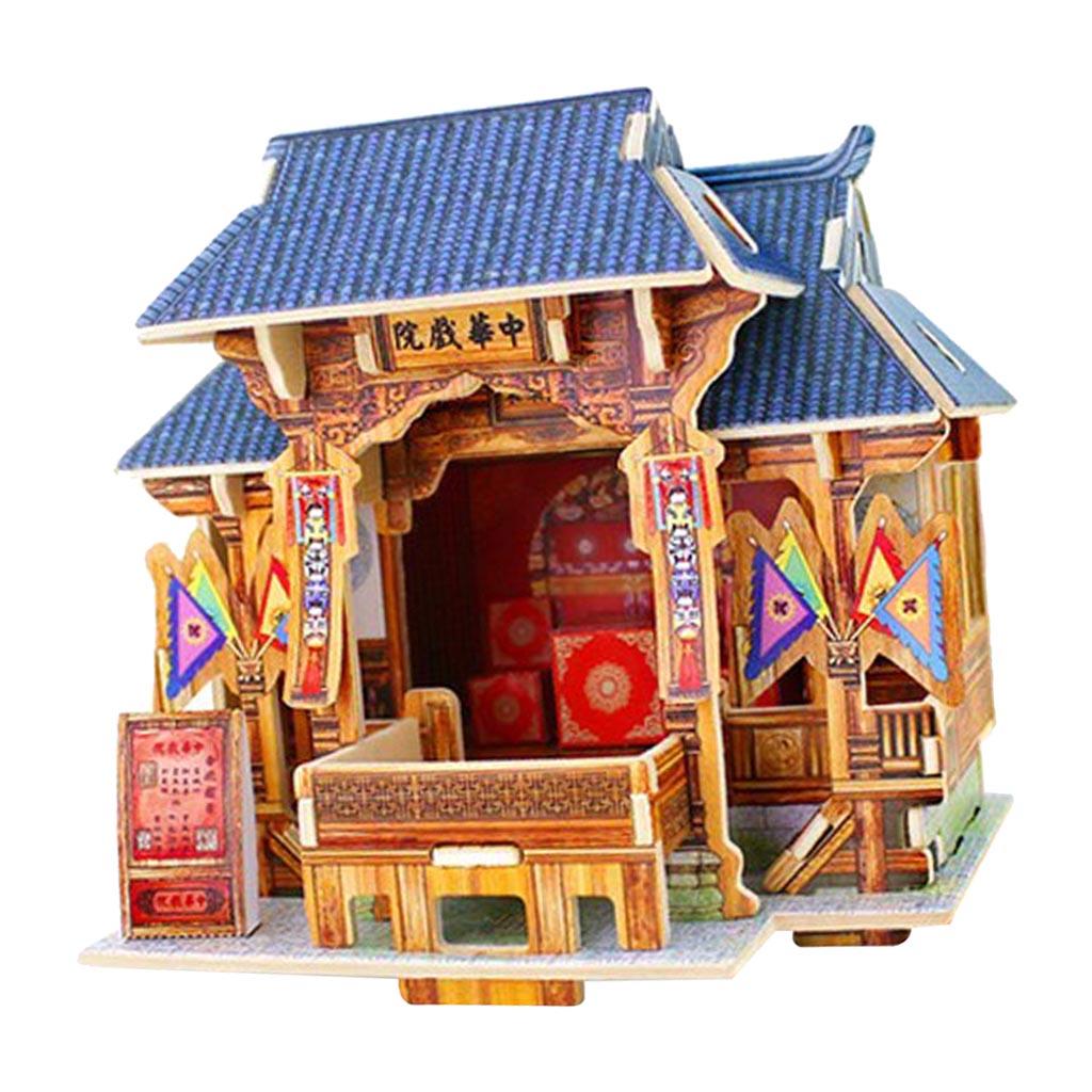 1/24 DIY Miniature Kits 3D Dollhouse w/ Furniture Chinese Theatre Gift Decor