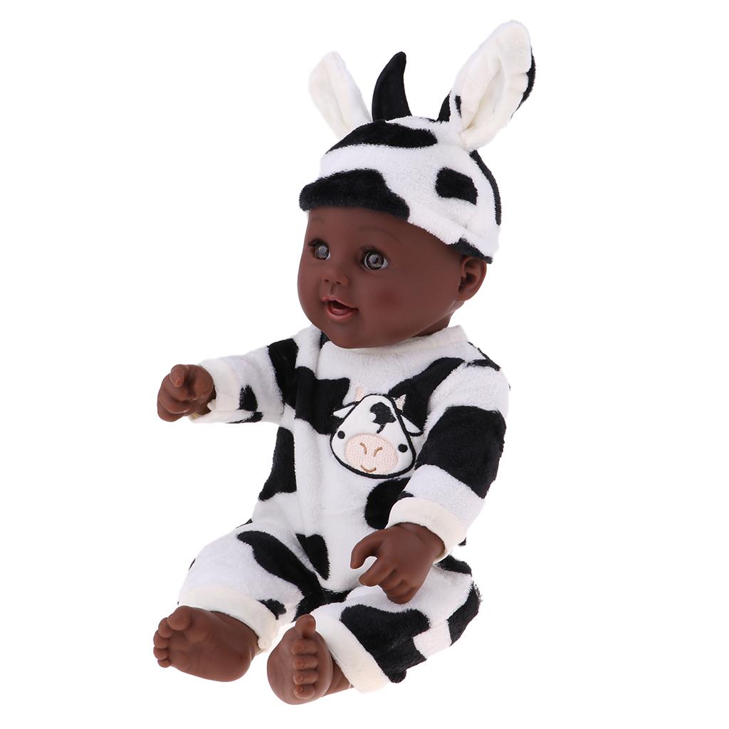 Lovely 19 Reborn African American Baby Boy Doll Vinyl Newborn Toddler Doll"