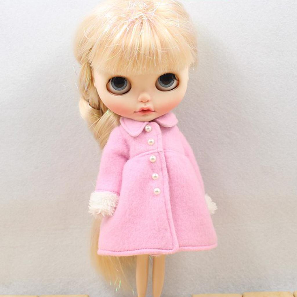 1/6 Scale Woolen Overcoat Coat for Blythe Azone Licca Doll Clothes Pink