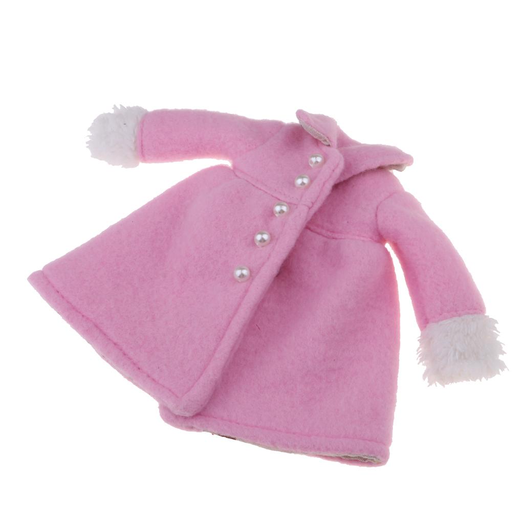1/6 Scale Woolen Overcoat Coat for Blythe Azone Licca Doll Clothes Pink