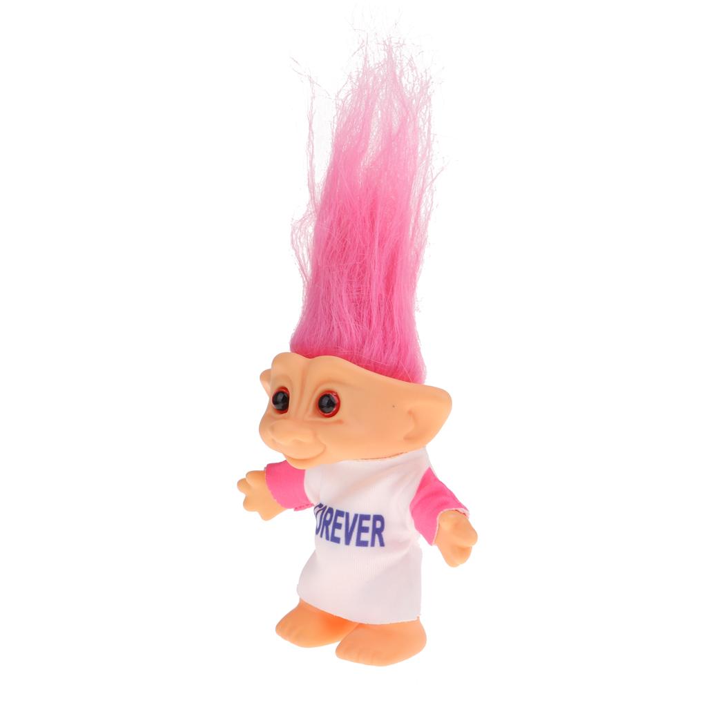 Delicate Lucky Troll Doll Mini Action Figures Toy Cake Decorations Pink