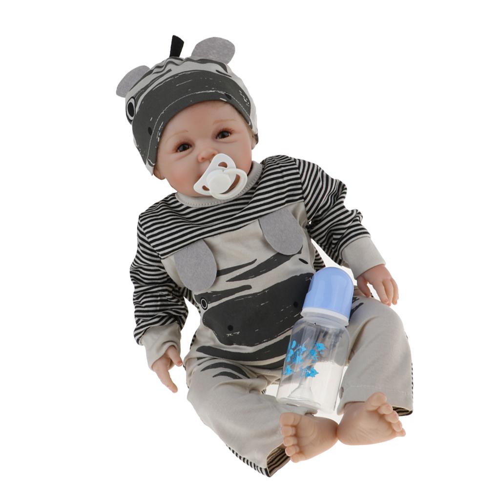 Lovely 20inch Reborn Doll Half Soft Silicone Newborn Baby Doll Black Clothes