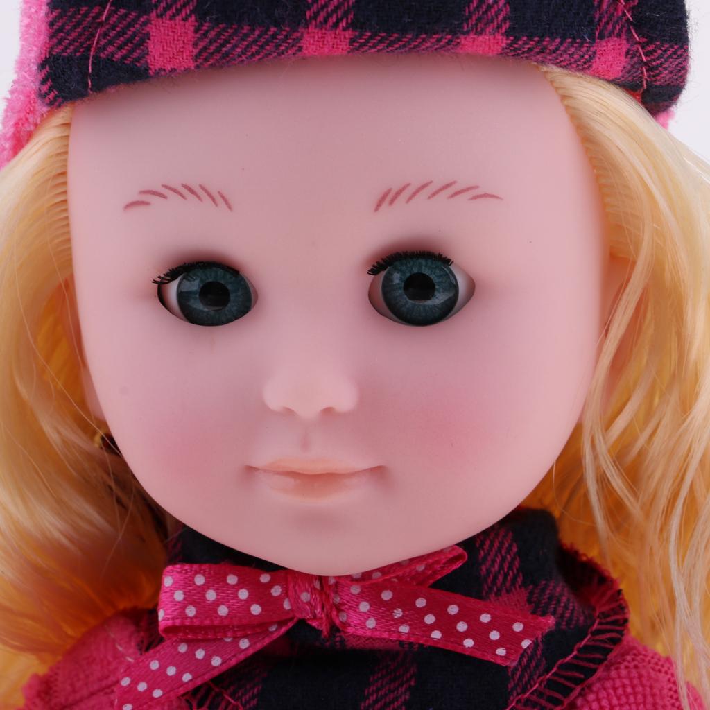 30cm Cute Vinyl Reborn Girl Doll in Plaid Dress Suit Kids Sleeping Toys Gift