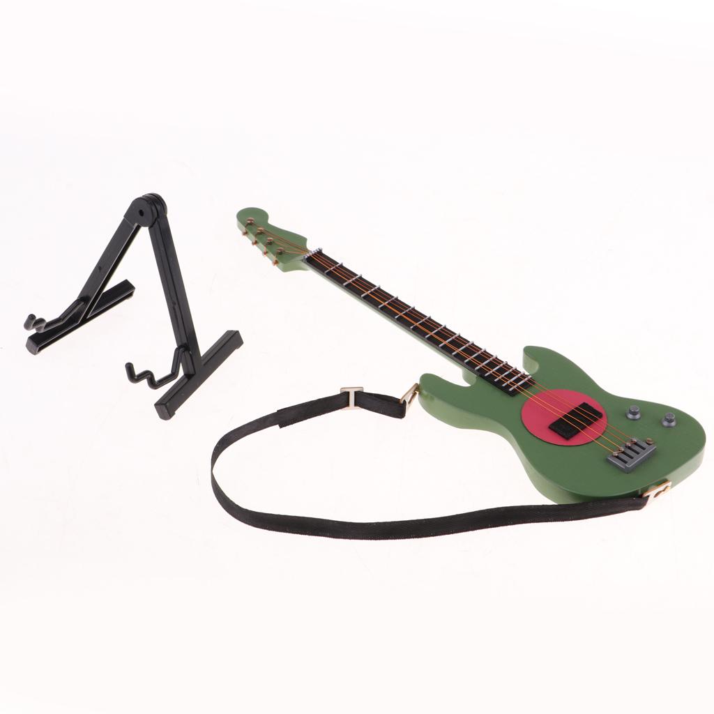 20cm Miniature Wooden Electric Bass Guitar Model for 1/6 Action Figure #5