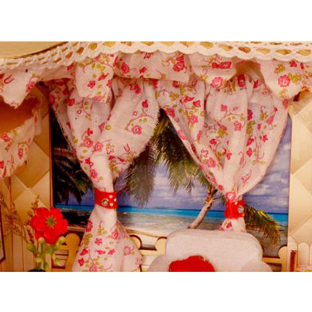 DIY Dolls House Kit Wooden Miniature with Furniture LED Lights Romance House