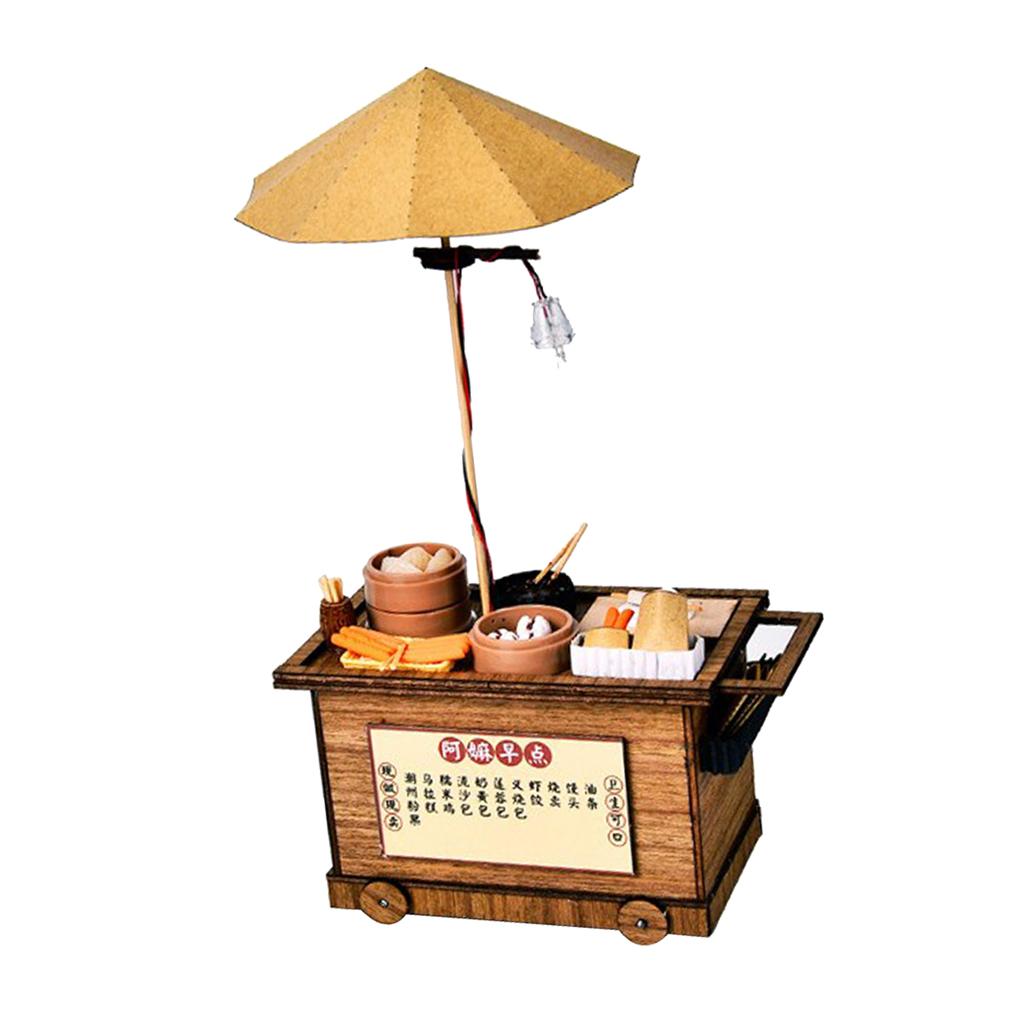1/24 Dollhouse Miniature Wooden Breakfast Stall Roadside Booth Garden Decor