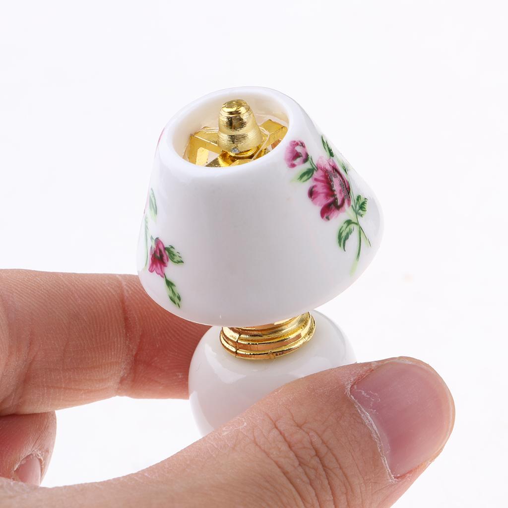 1/12 Dollhouse Miniature Furniture Porcelain Bedside Lamp Light Desk Lamp C