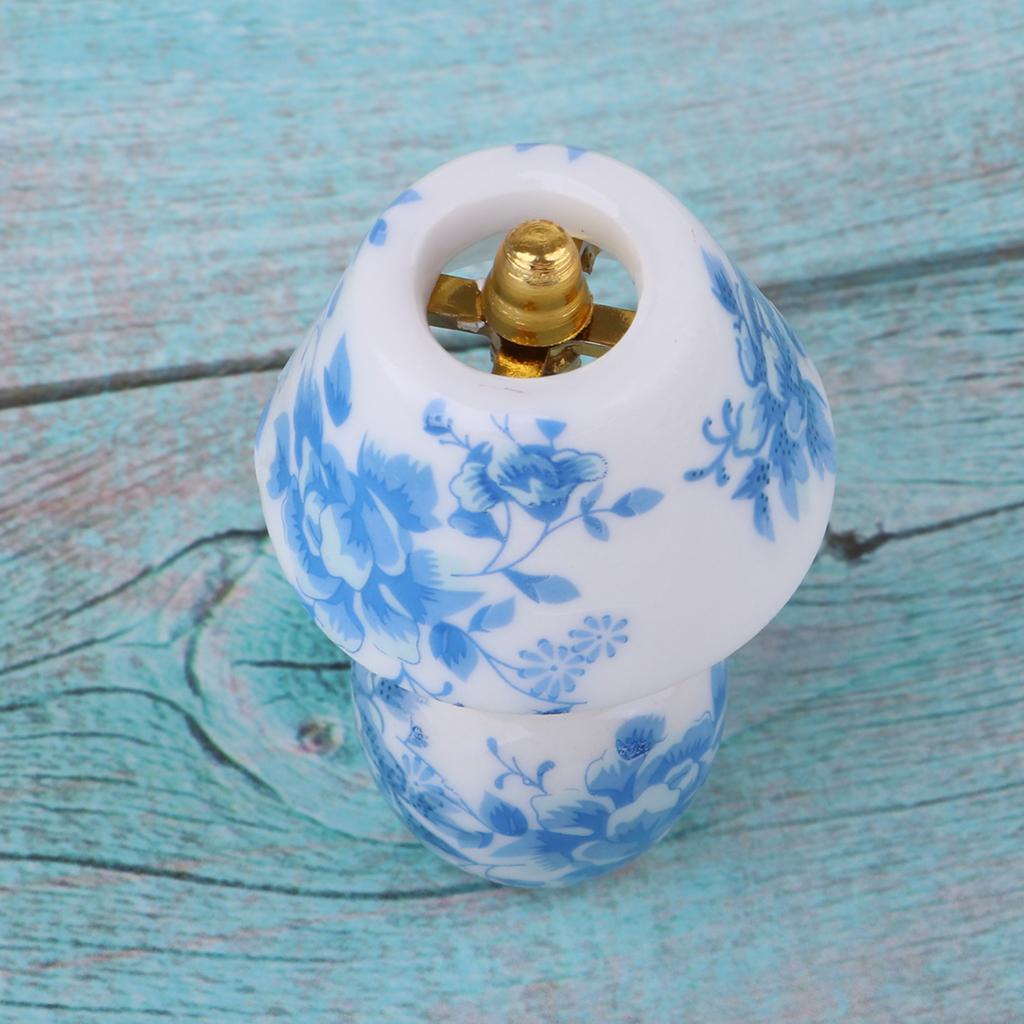 1/12 Dollhouse Miniature Furniture Porcelain Bedside Lamp Light Desk Lamp E