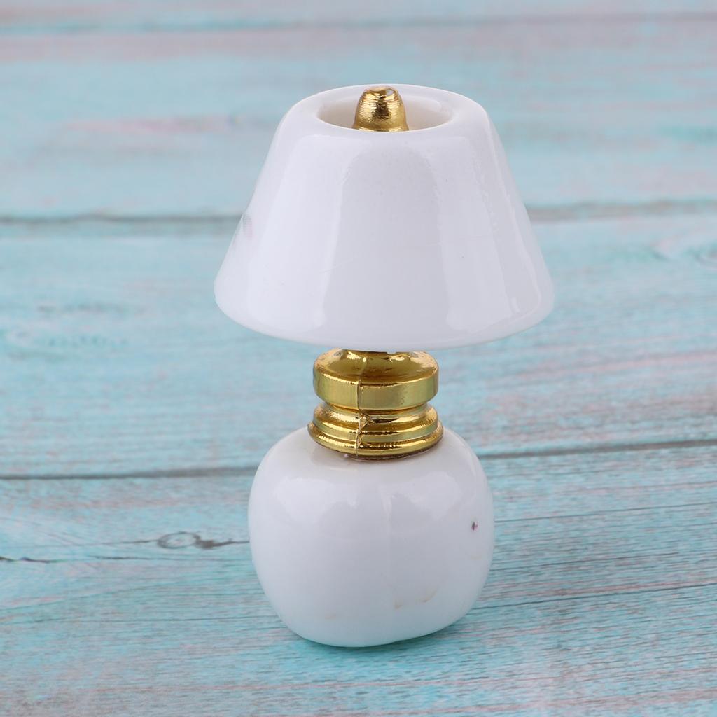 1/12 Dollhouse Miniature Furniture Porcelain Bedside Lamp Light Desk Lamp H