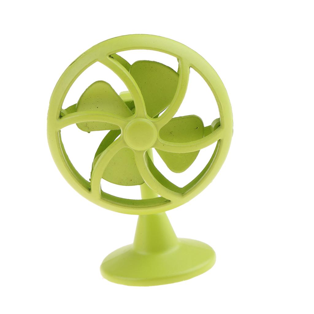 Old Fashioned Miniature Lobby Fan Toy For 1/12 Dollhouse Accessories Green