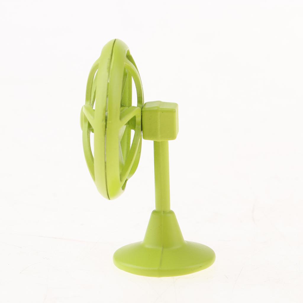 Old Fashioned Miniature Lobby Fan Toy For 1/12 Dollhouse Accessories Green