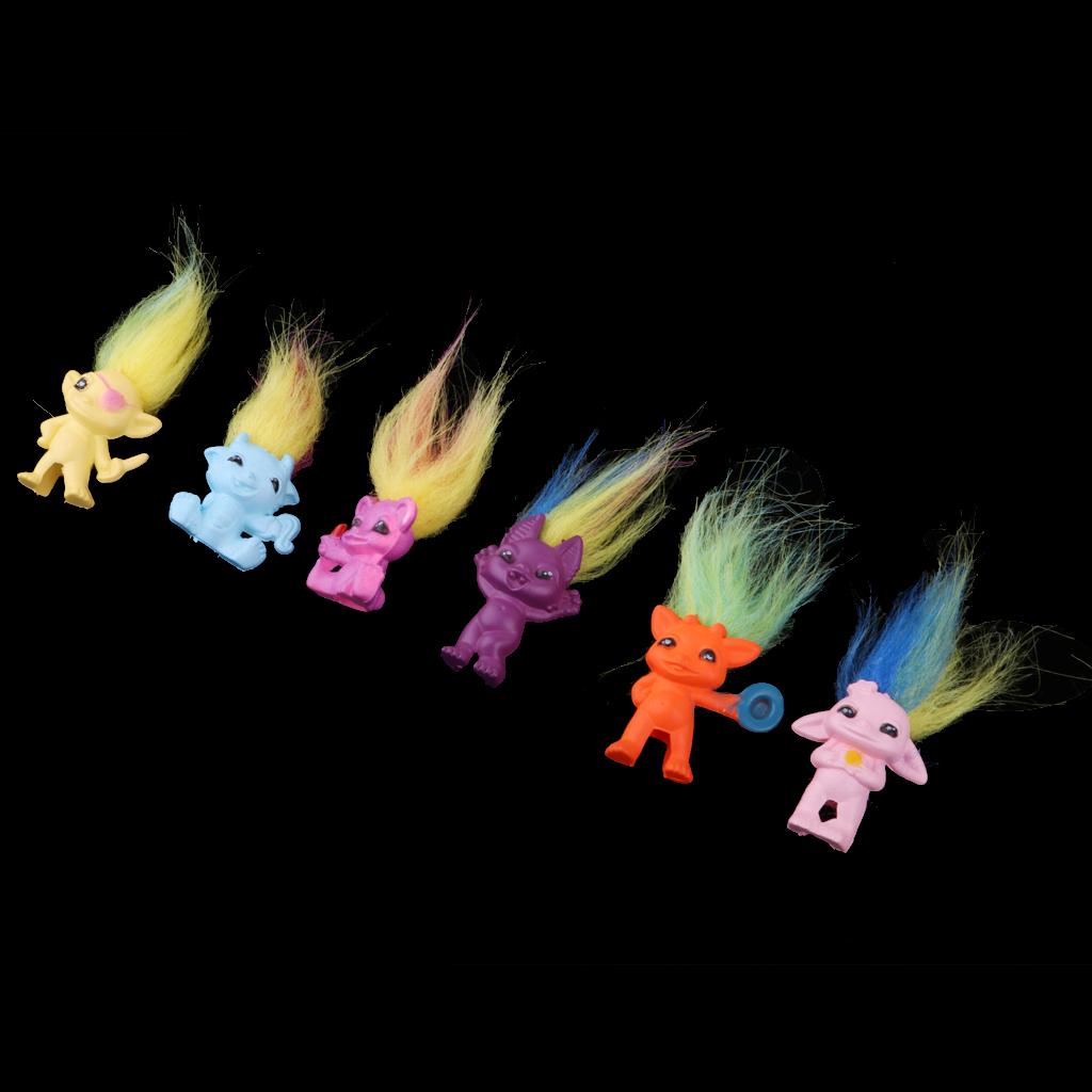 Chromatic 6 Pieces Cartoon Lucky Troll Doll Pencil Topper Mini Action Figure