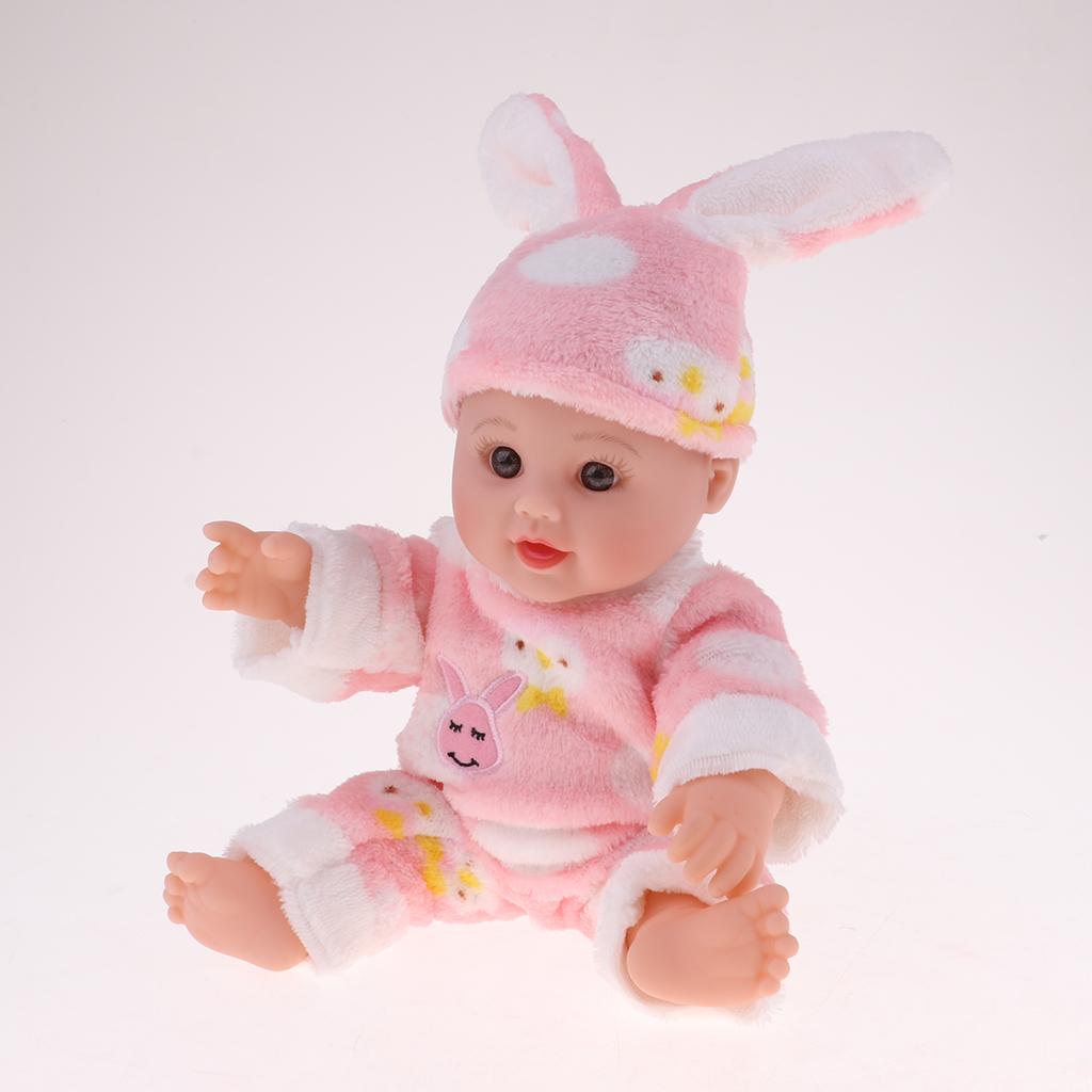 30cm Full Vinyl Reborn Doll Costumed Newborn Baby Infant Kids Playmate Pink