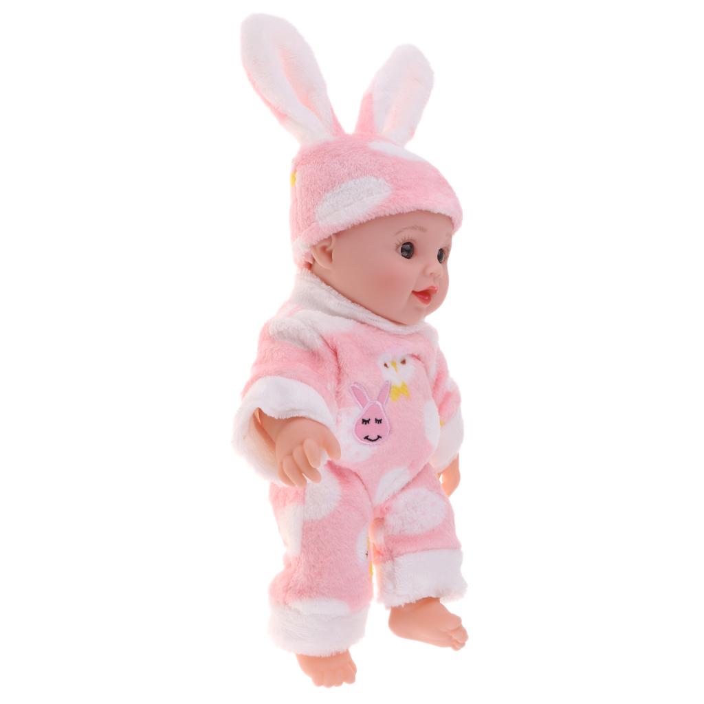 30cm Full Vinyl Reborn Doll Costumed Newborn Baby Infant Kids Playmate Pink