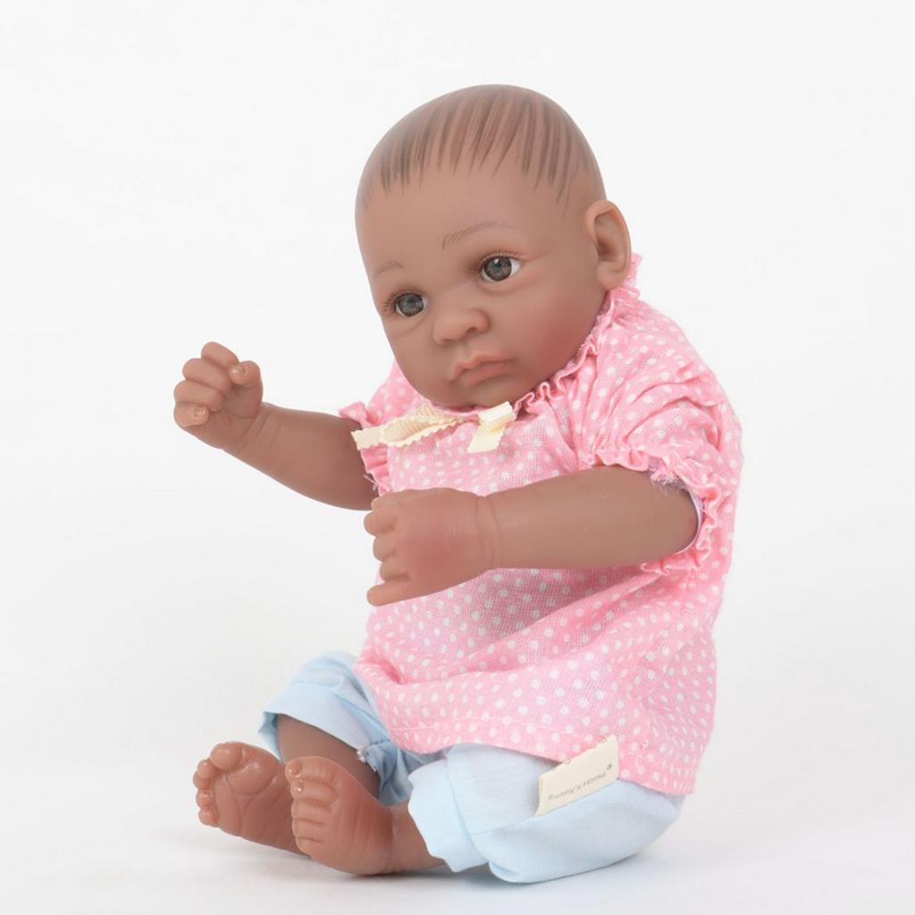 Lifelike 11inch Reborn Doll Full Silicone Newborn Baby Girl Doll Black Skin