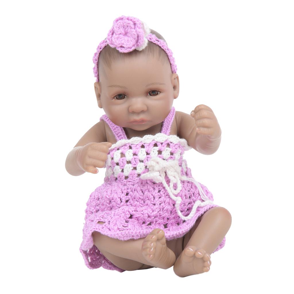 11inch Lifelike Soft Full Vinyl Body Newborn Baby In Dress with Hairband