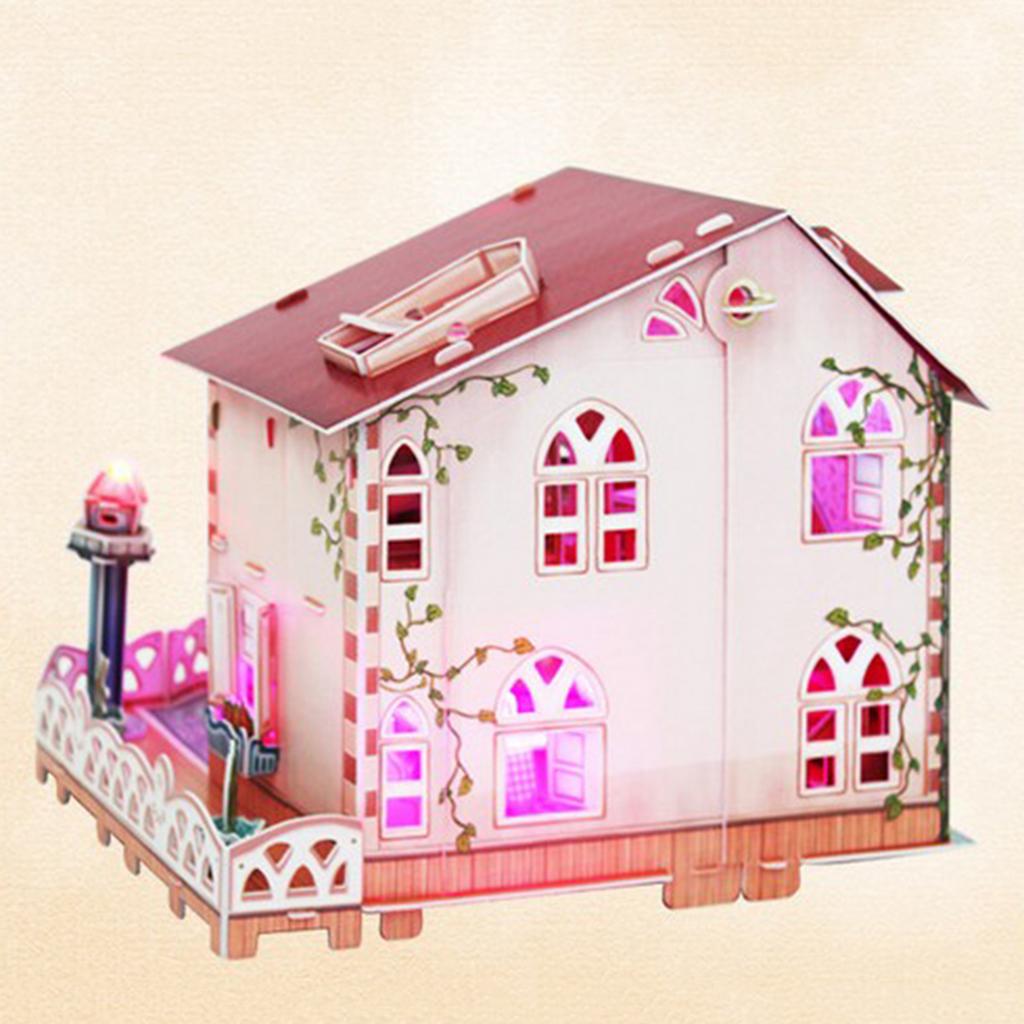 DIY Wooden Doll House Kit Miniature Villa Buildings with Furniture LED Light