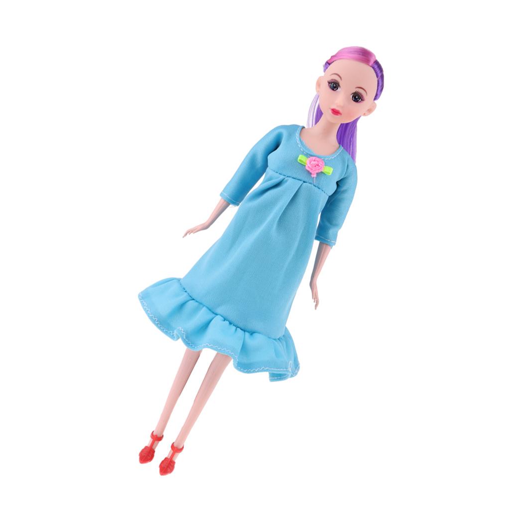 1/6 Scale Pregnant Mom Doll Baby In Her Tummy Kids Pretend Play Toy Blue