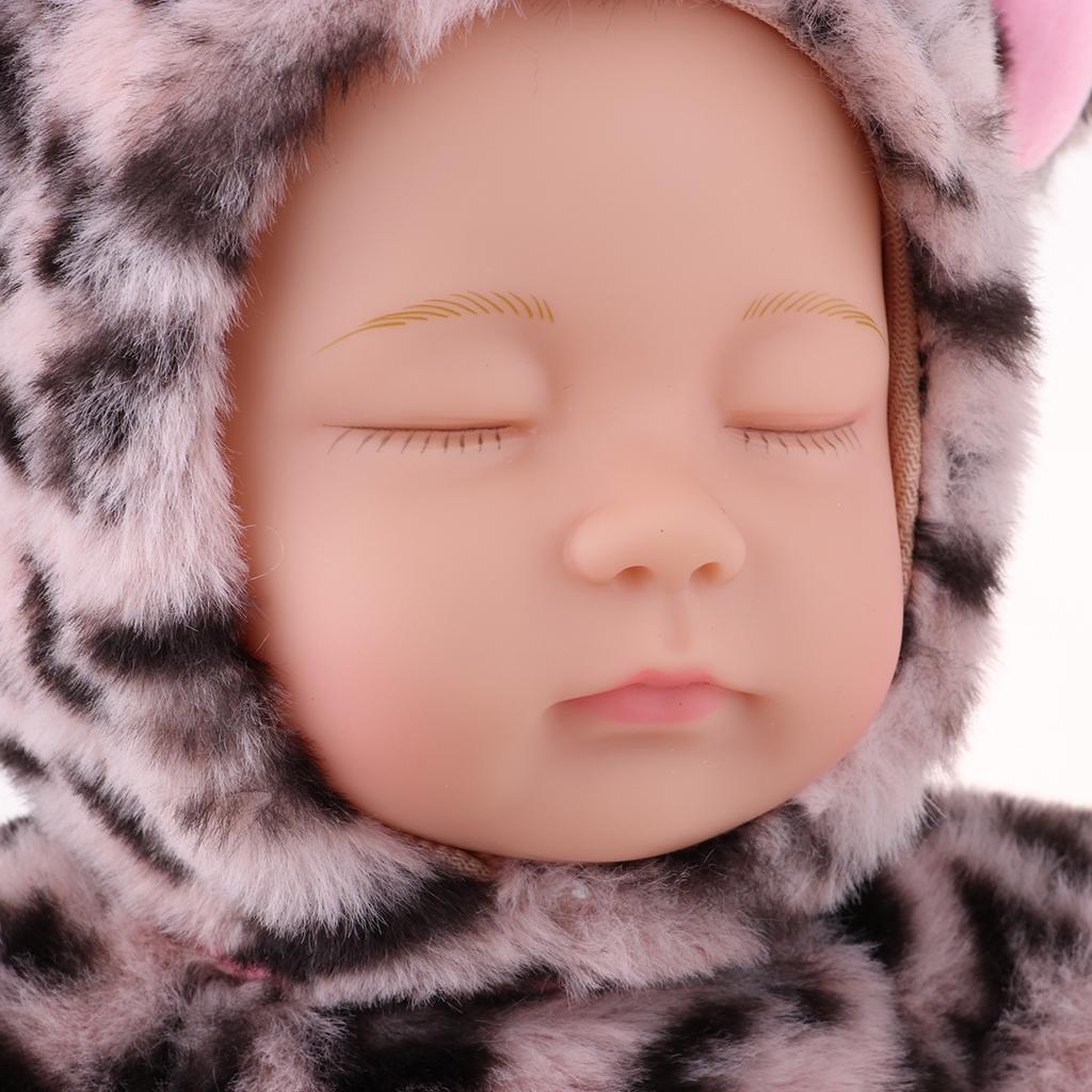 Cute Soft Appease Leopard Stuffed Plush Doll Reborn Sleeping Baby Doll Gift