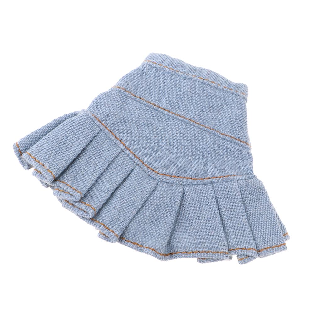Stylish Denim Miniskirt Outfits for Blythe Doll Casual Clothing Light Blue