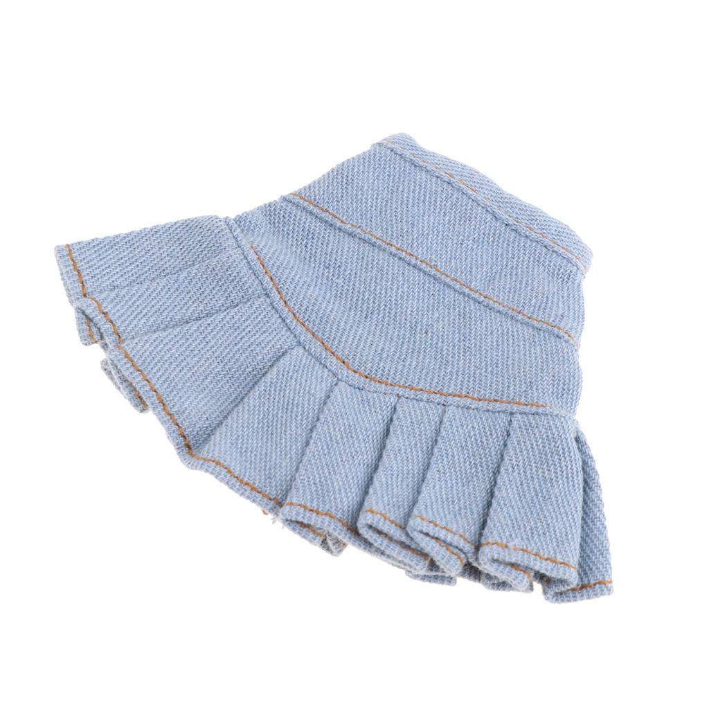 Stylish Denim Miniskirt Outfits for Blythe Doll Casual Clothing Light Blue