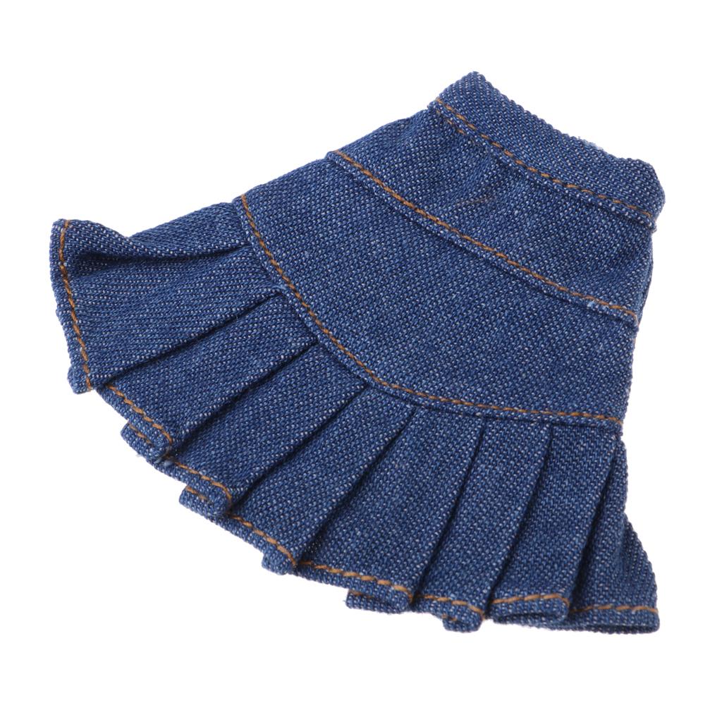 Stylish Denim Miniskirt Outfits for Blythe Doll Casual Clothing Dark Blue