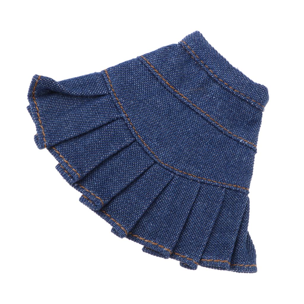 Stylish Denim Miniskirt Outfits for Blythe Doll Casual Clothing Dark Blue