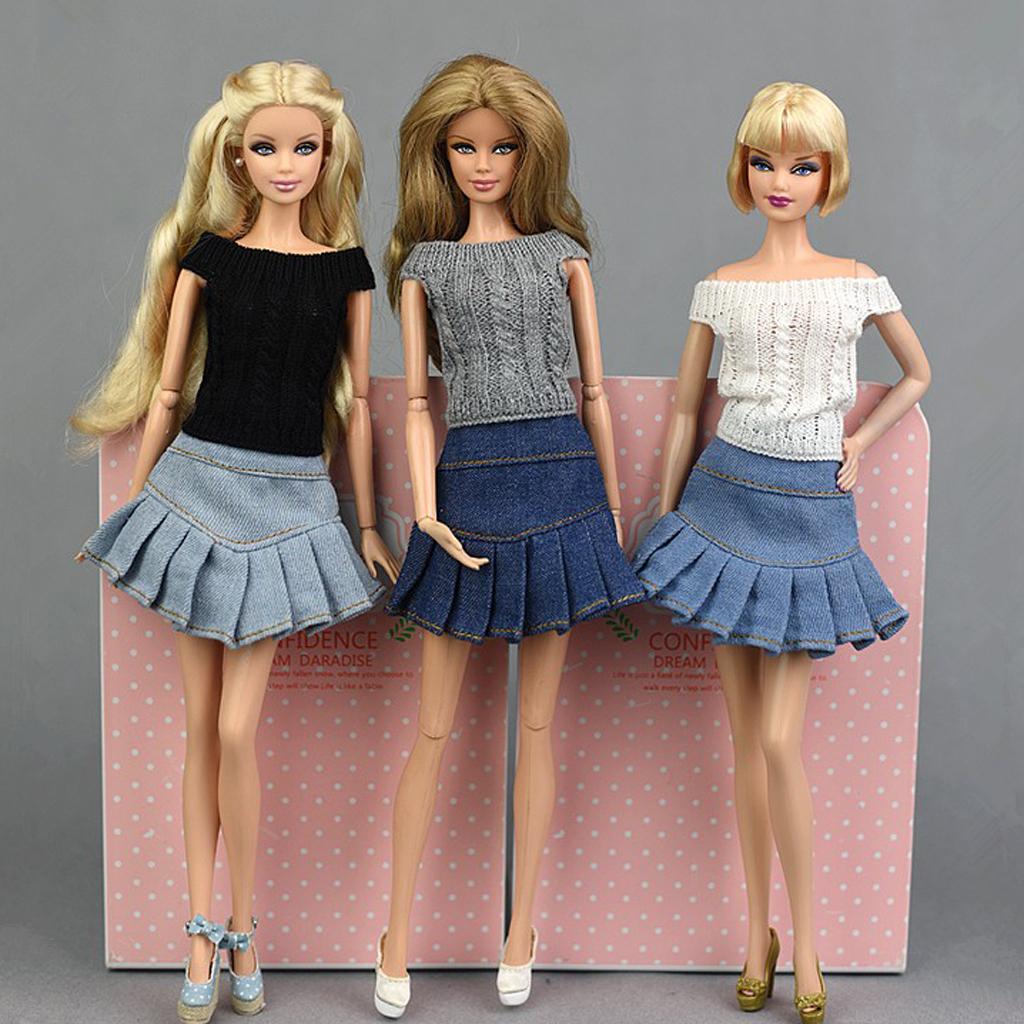 Stylish Denim Miniskirt Outfits for Blythe Doll Casual Clothing Dark Blue