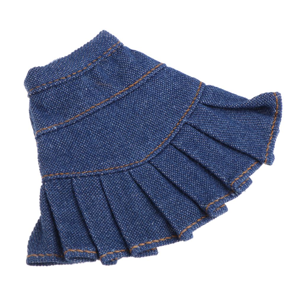 Stylish Denim Miniskirt Outfits for Blythe Doll Casual Clothing Dark Blue