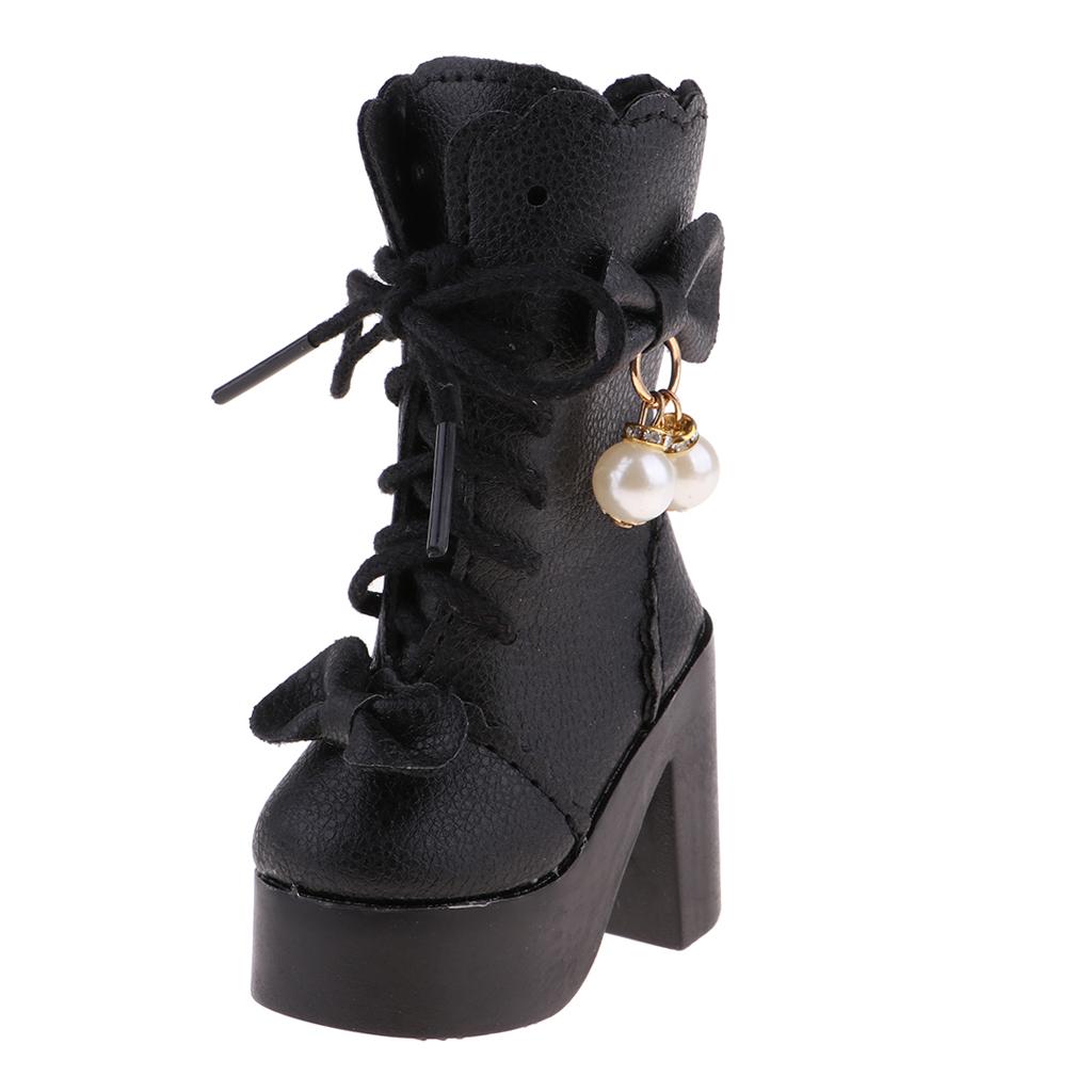 1/3 Bjd Fashion Doll High Heel Lace up Boots for Night Lolita Dolls Black