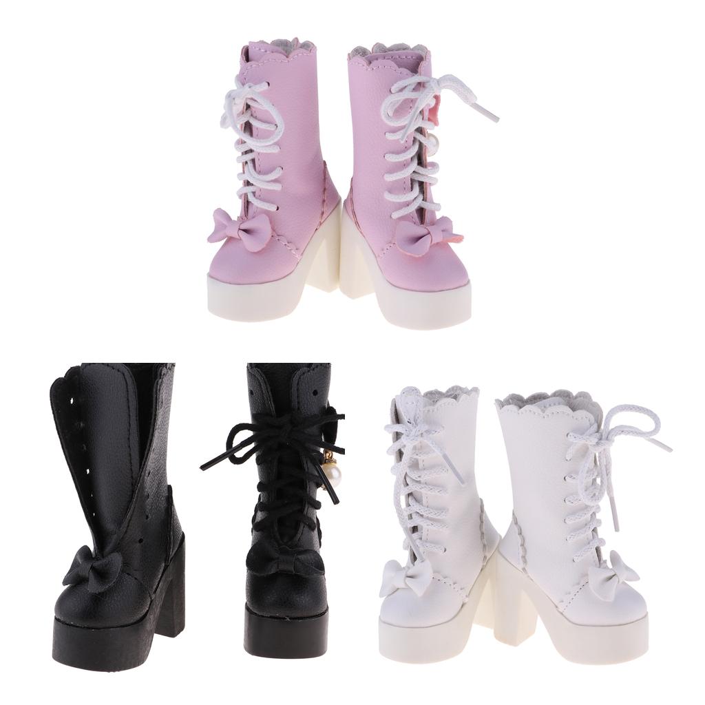 1/3 Bjd Fashion Doll High Heel Lace up Boots for Night Lolita Dolls Black