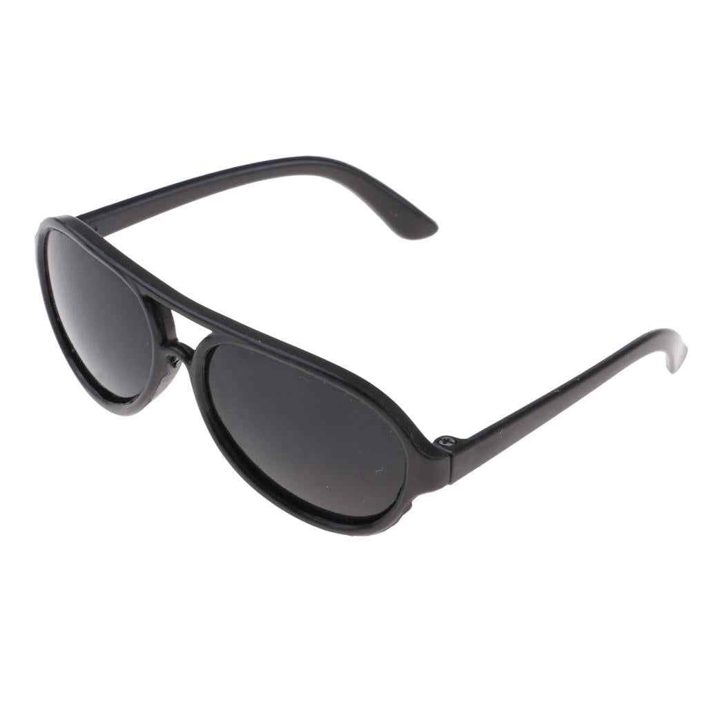 25cm Doll's Sunglasses Big Oval Shape Sunglasses Retro Frame Eyewear for Mellchan Dolls Black