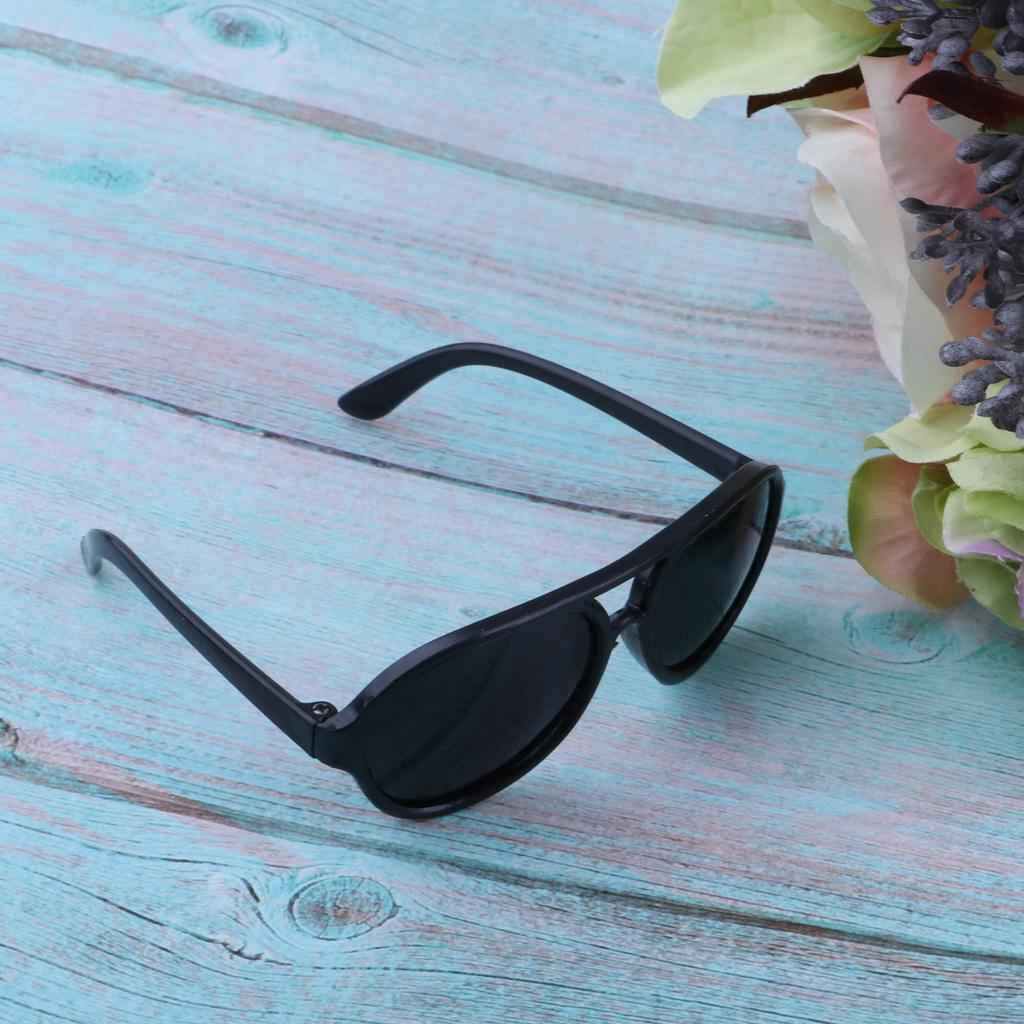 25cm Doll's Sunglasses Big Oval Shape Sunglasses Retro Frame Eyewear for Mellchan Dolls Black
