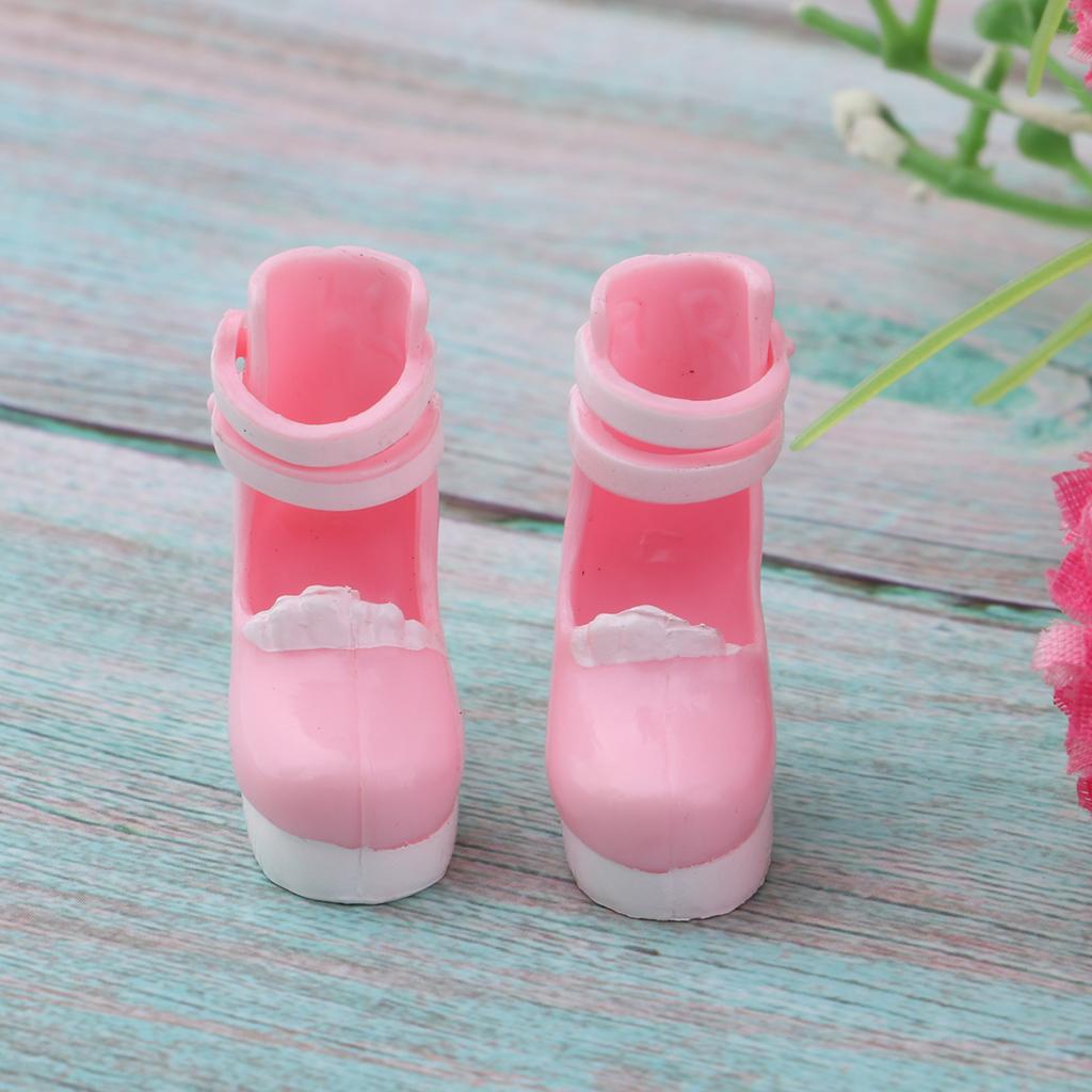 1/6 BJD Shoes Ankle Strap High Heels for Blythe Girl Clothes Accessory Pink