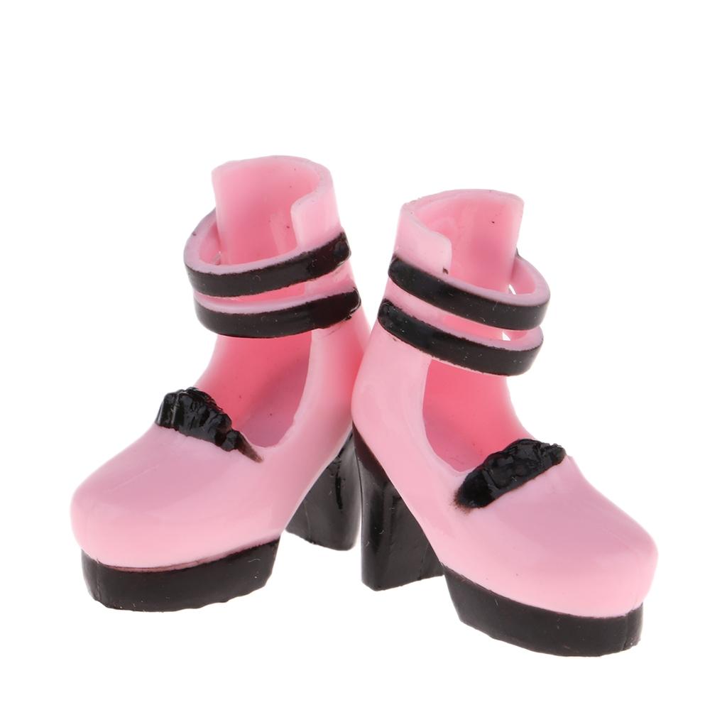 1/6 BJD Shoes Ankle Strap High Heels for Blythe Girl Outfits Accessory Black