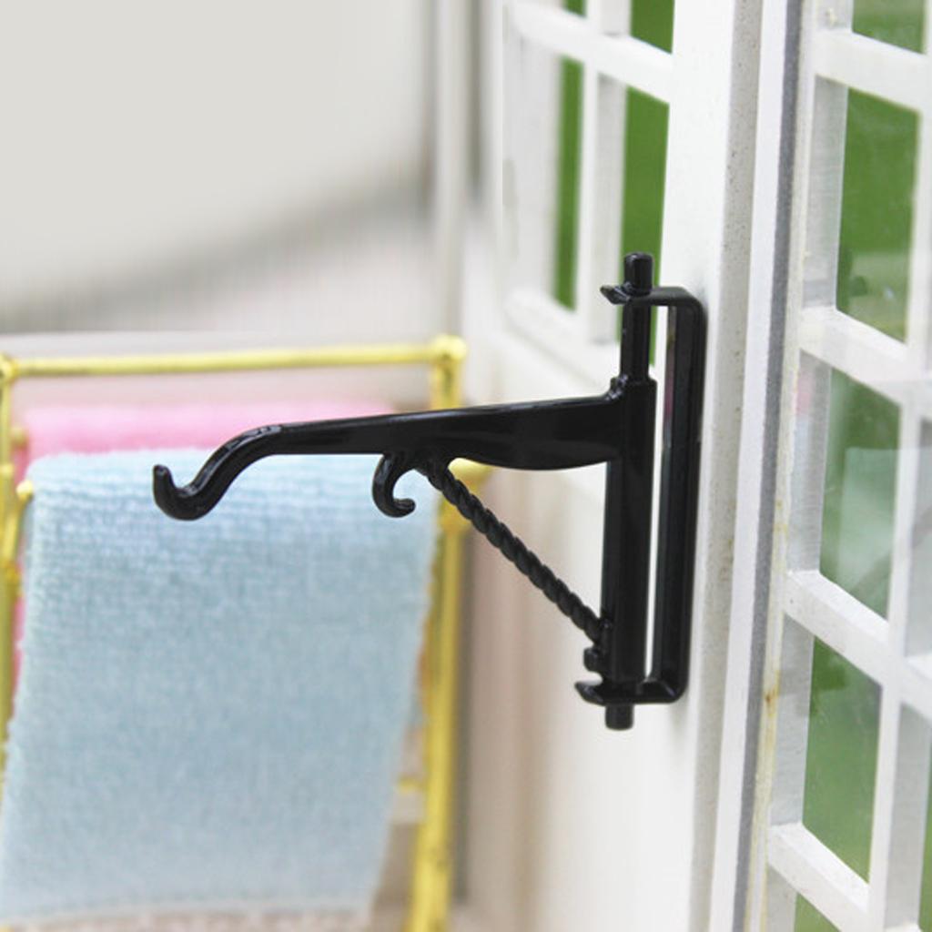 5 Pieces Alloy Black Wall Rack for 1/12 1/6 Dolls House Decor Accessories
