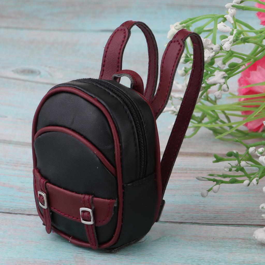 Doll Leather Zipper Backpack For 1/6 BJD Dolls Bag Accessories Black
