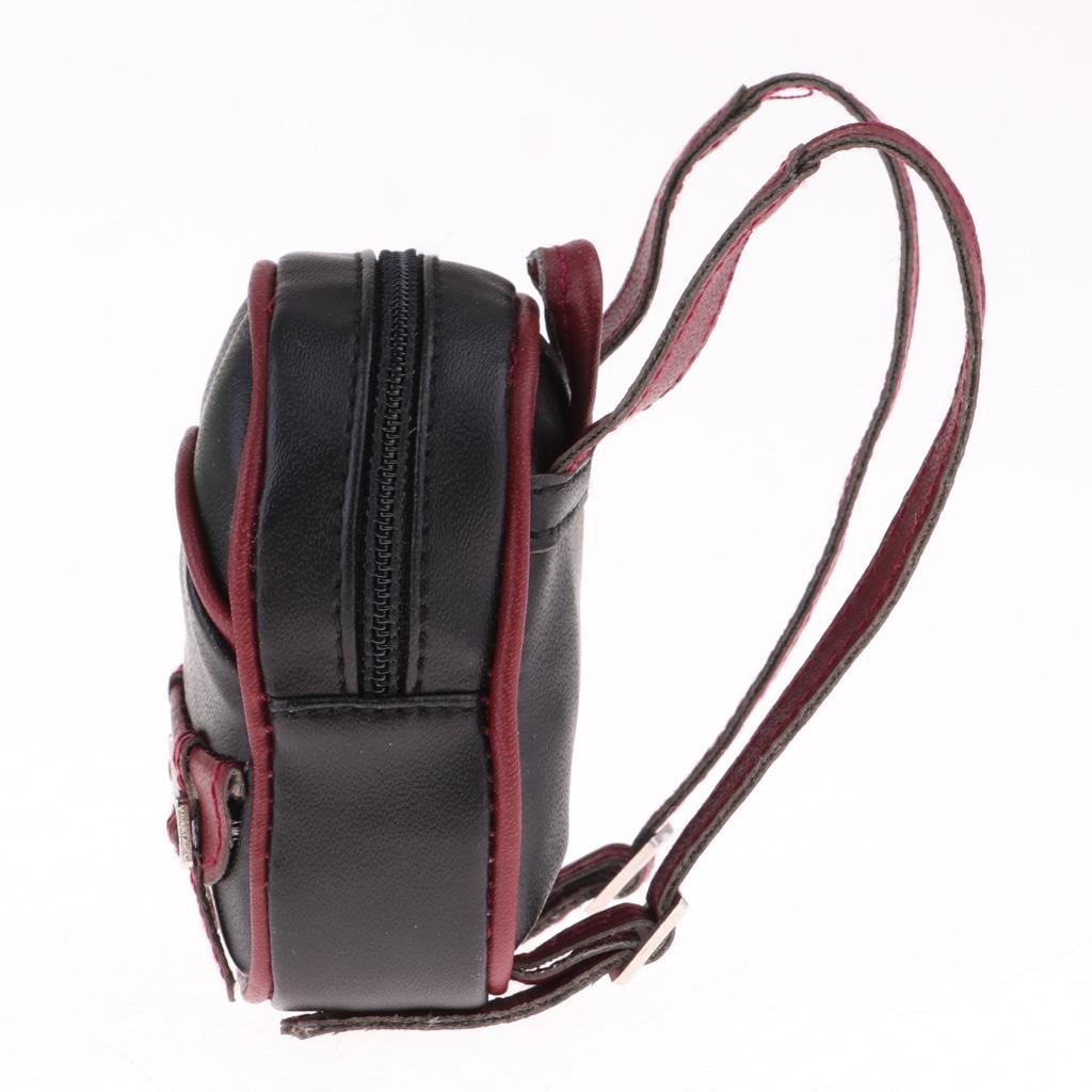 Doll Leather Zipper Backpack For 1/6 BJD Dolls Bag Accessories Black