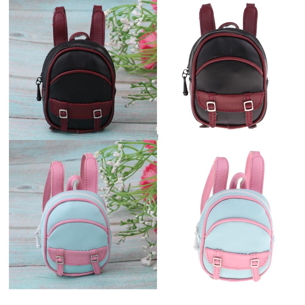 Doll Leather Zipper Backpack For 1/6 BJD Dolls Bag Accessories Black