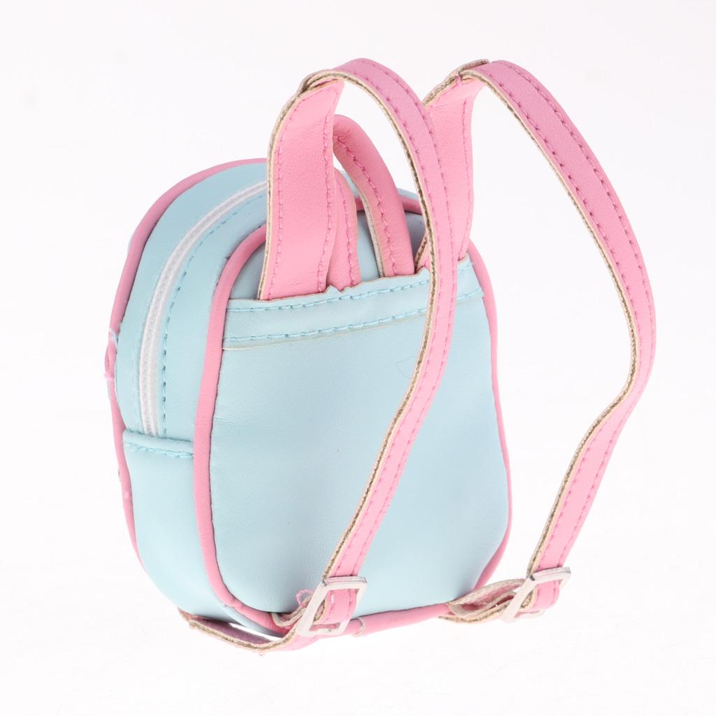 Doll Leather Zipper Backpack For 1/6 BJD Dolls Bag Accessories Blue