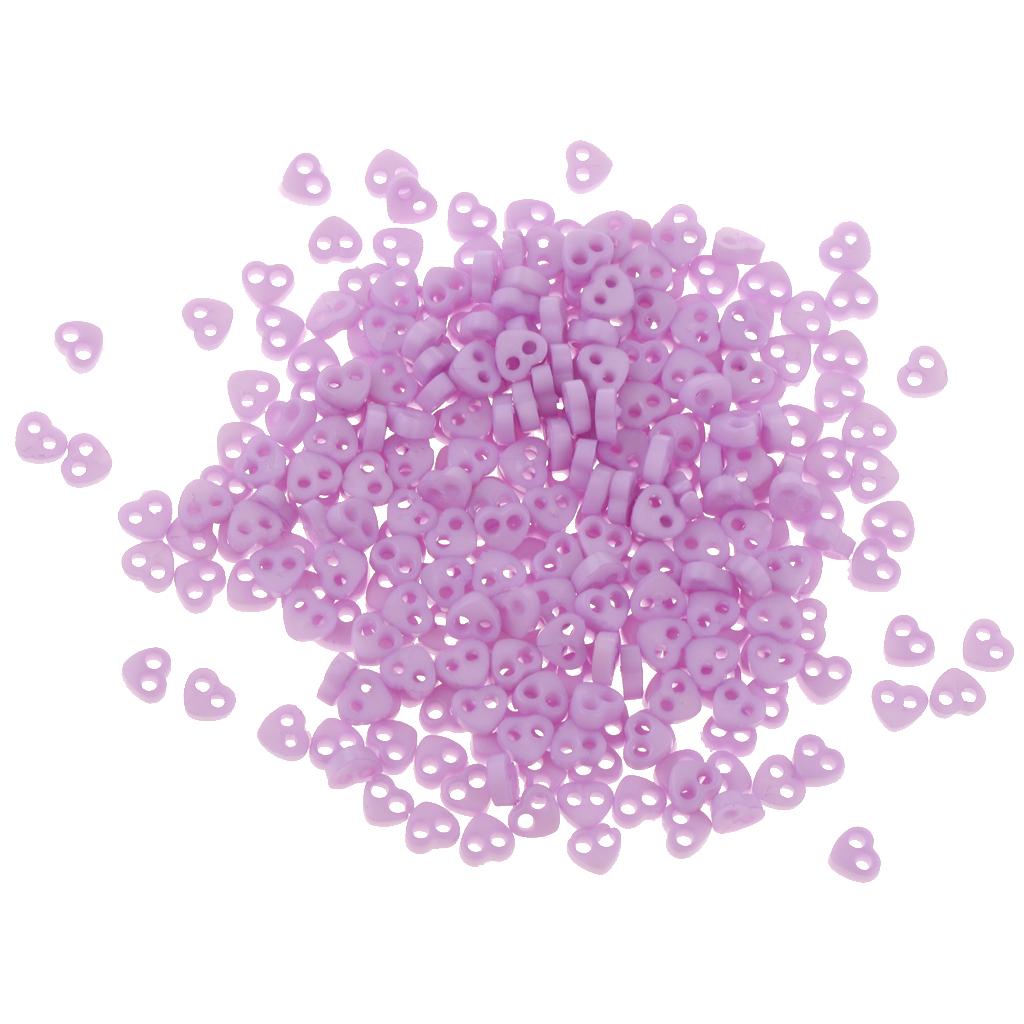 300pcs Heart Shapes Mini Buttons BJD Doll Clothes Accessories 4mm Purple