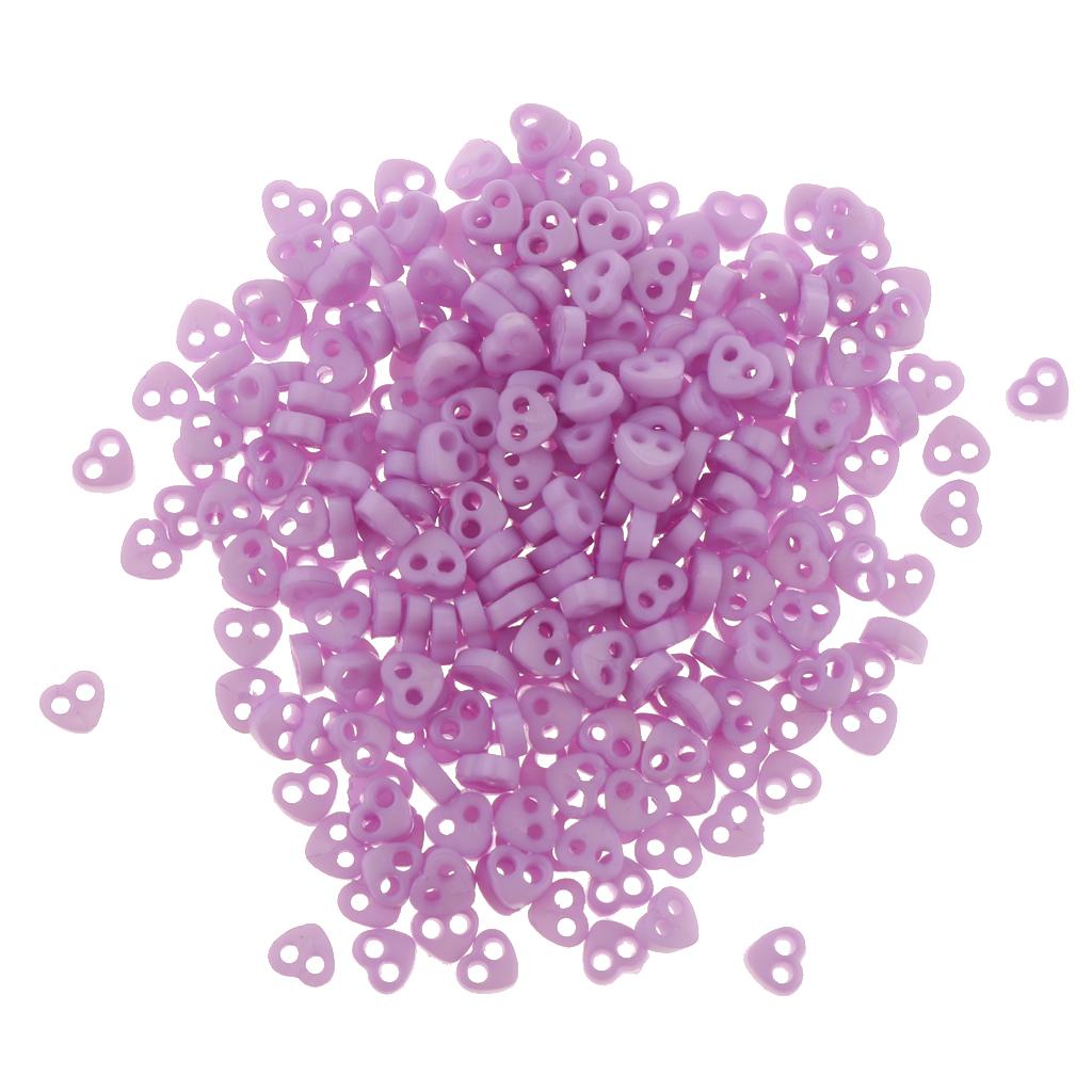 300pcs Heart Shapes Mini Buttons BJD Doll Clothes Accessories 4mm Purple