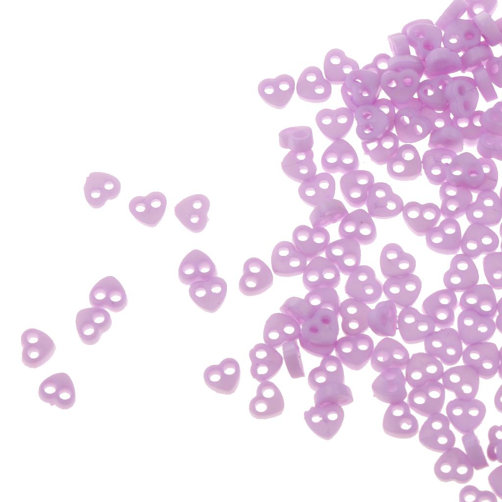 300pcs Heart Shapes Mini Buttons BJD Doll Clothes Accessories 4mm Purple